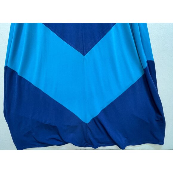 Vince Camuto Womens Colorblock Maxi Dress Sze 6 Blue Teal Sleeveless Summer Chic - Picture 9 of 11